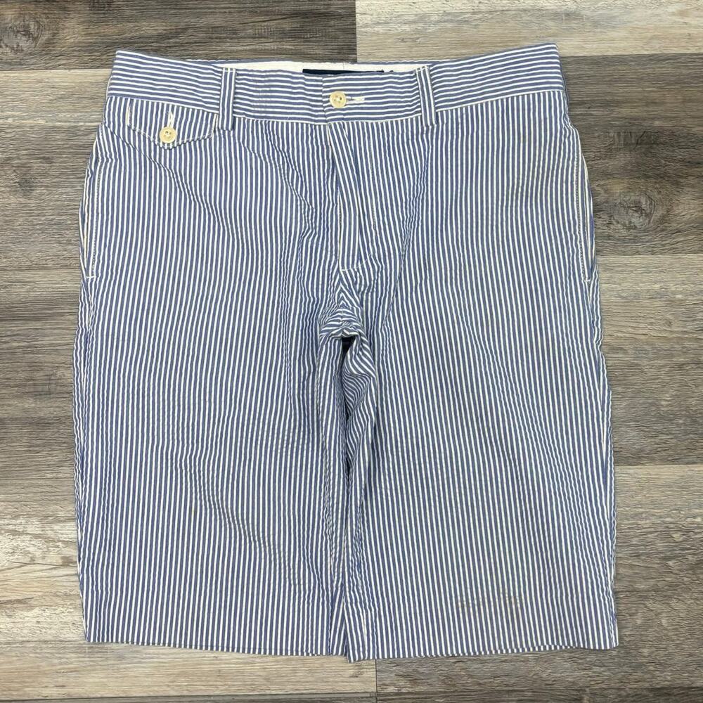 Ralph Lauren Sports Hickory Striped Blue White Womens 6 Preppy Chino‎ Shorts